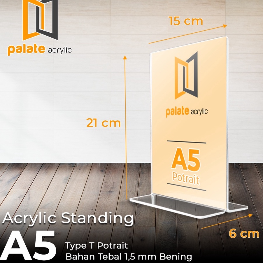 

XG34448 AKRILIK DISPLAY A5 T PORTRAIT TEMPAT BROSUR TENT CARD ACRYLIC 15MM