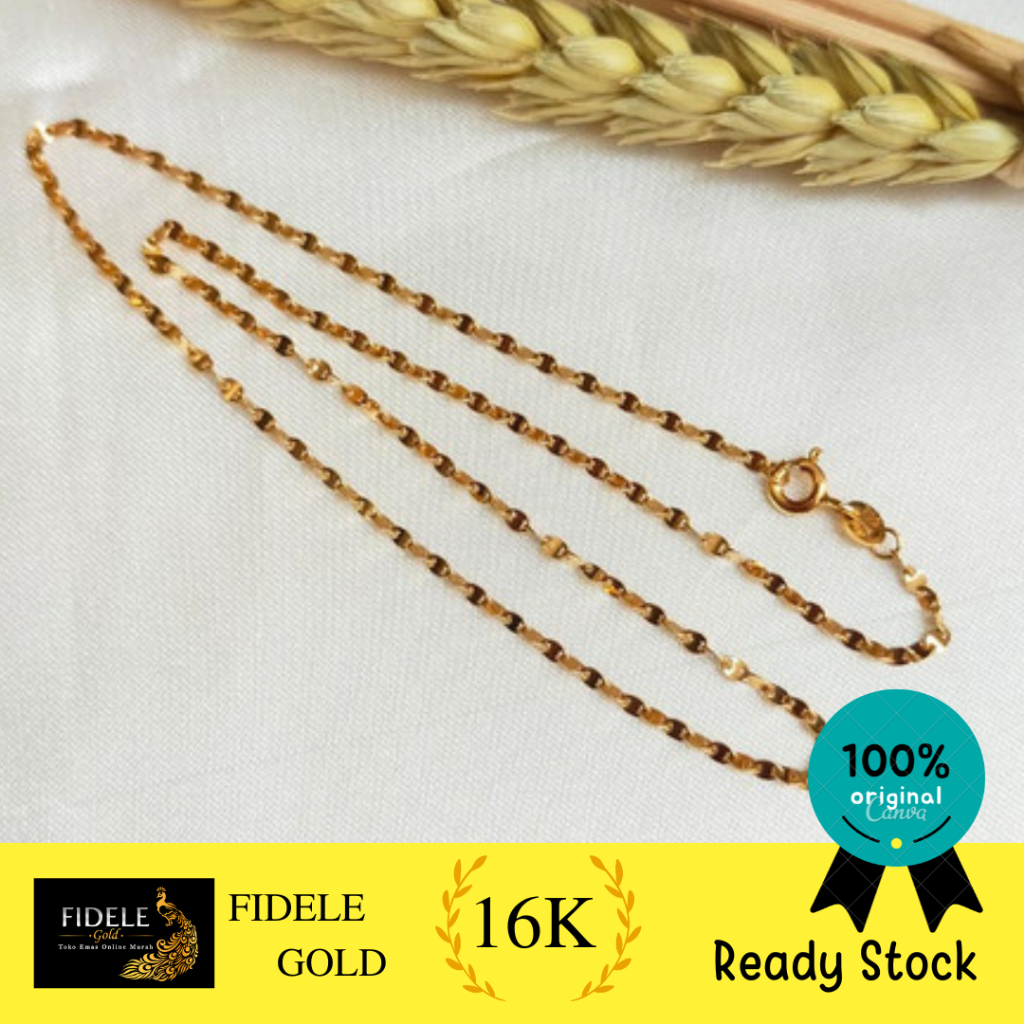 Kalung anak biji timun fashion emas asli kadar tua 16k