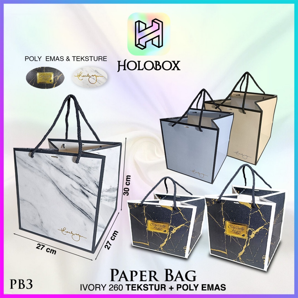 

Paper Bag / Polos / Souvenir / Murah / Kantong Kertas / Goodie Bag / Premium / Marbel / PB3