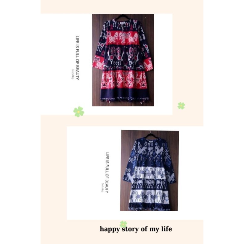 dress wanita baju wanita jumbo XXXL ld 120cm baju tenun blanket motif sumba