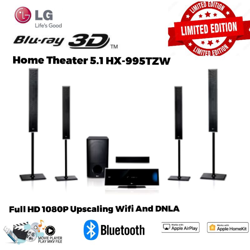 LG Limited Edition HOME Theater 5.1 BLU-RAY 3D HX-995TZW 1080P Upscaling Bluetooth DTS DOLBY DIGITAL
