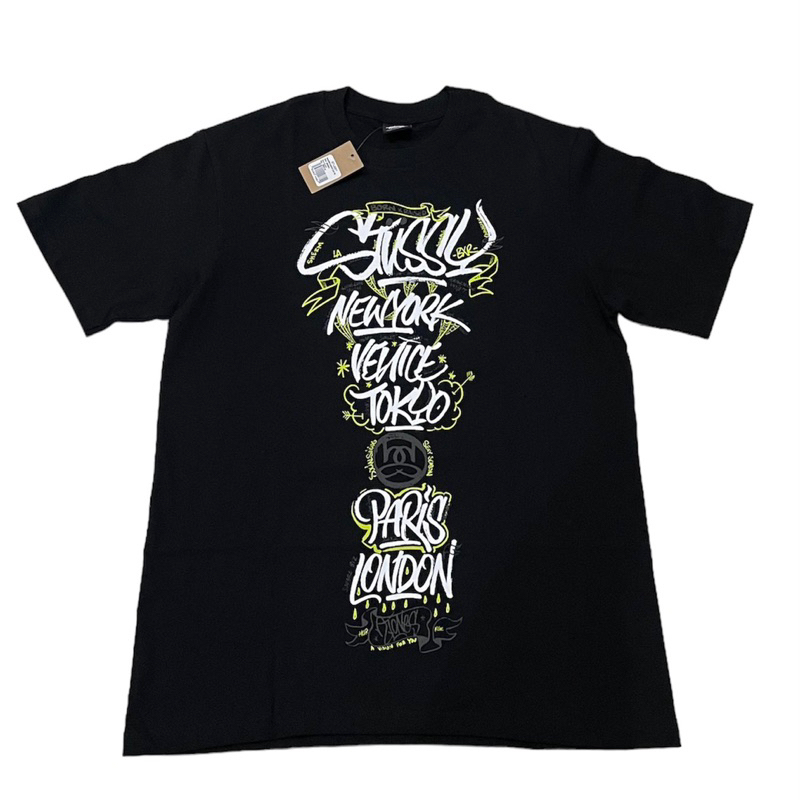 STUSSY & BORN X RAISED HANDSTYLE TEE BLACK