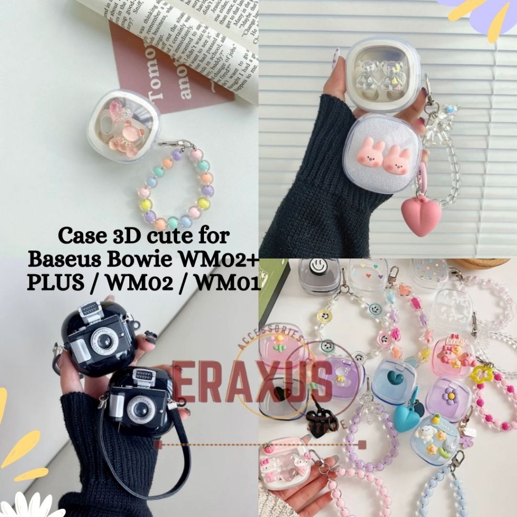 [Eraxus] Case Pelindung Earphone Baseus WM02+ Plus / WM02 Plus Simple Premium Bening Casing 3D Lucu 