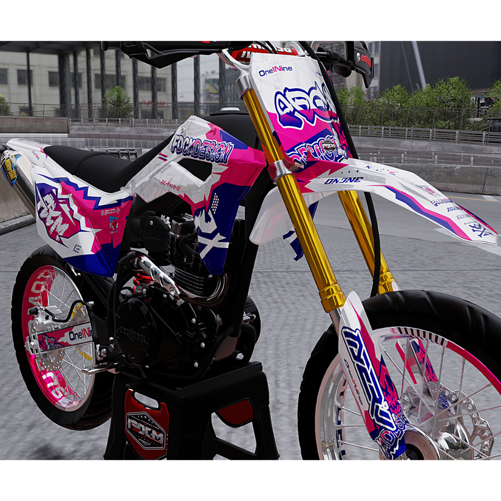 DECAL CRF 150L PINK / MERAH MUDA dan BIRU One1Nine fullbody keren Sticker