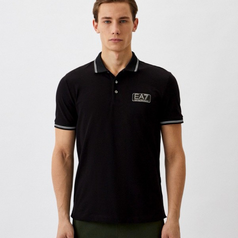POLO SHIRT NEW BLACK EA7 ARMANI EMPORIO ORIGINAL AUTHENTIC
