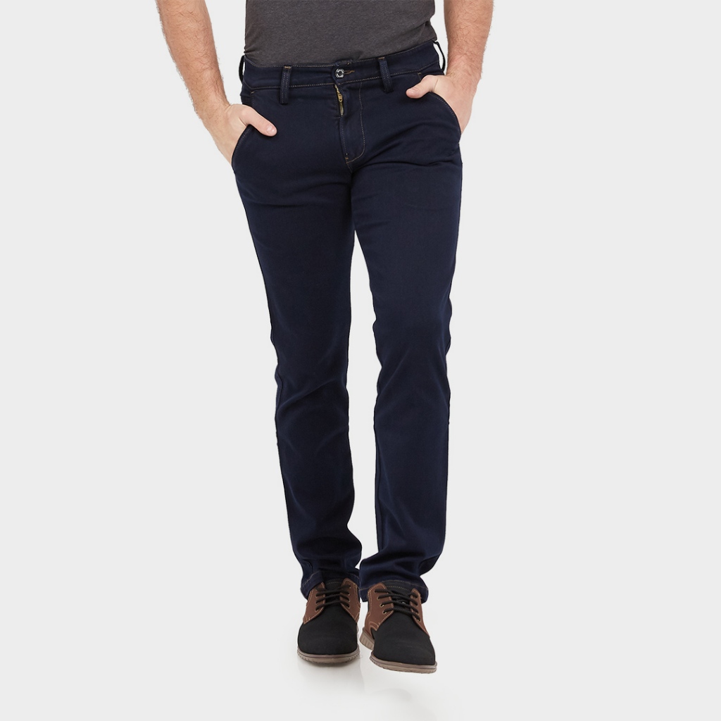 JB Boss Polyring Chinos Regular Basic Lurus Celana Panjang Jeans Pria Stretch Melar Kantor