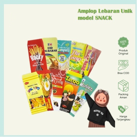 

( ISI 50 lembar ) Amplop lebaran Unik 2024 model ATM & Snack