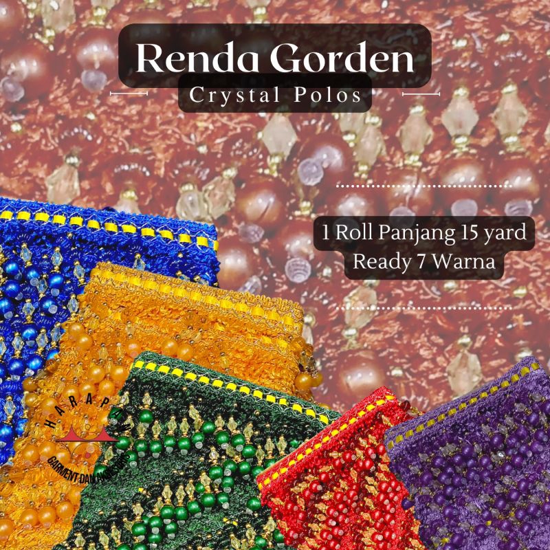 Renda Gorden Crystal Polos ROL Poni Rumbai Aksesoris Pinggiran Hiasan Meja
