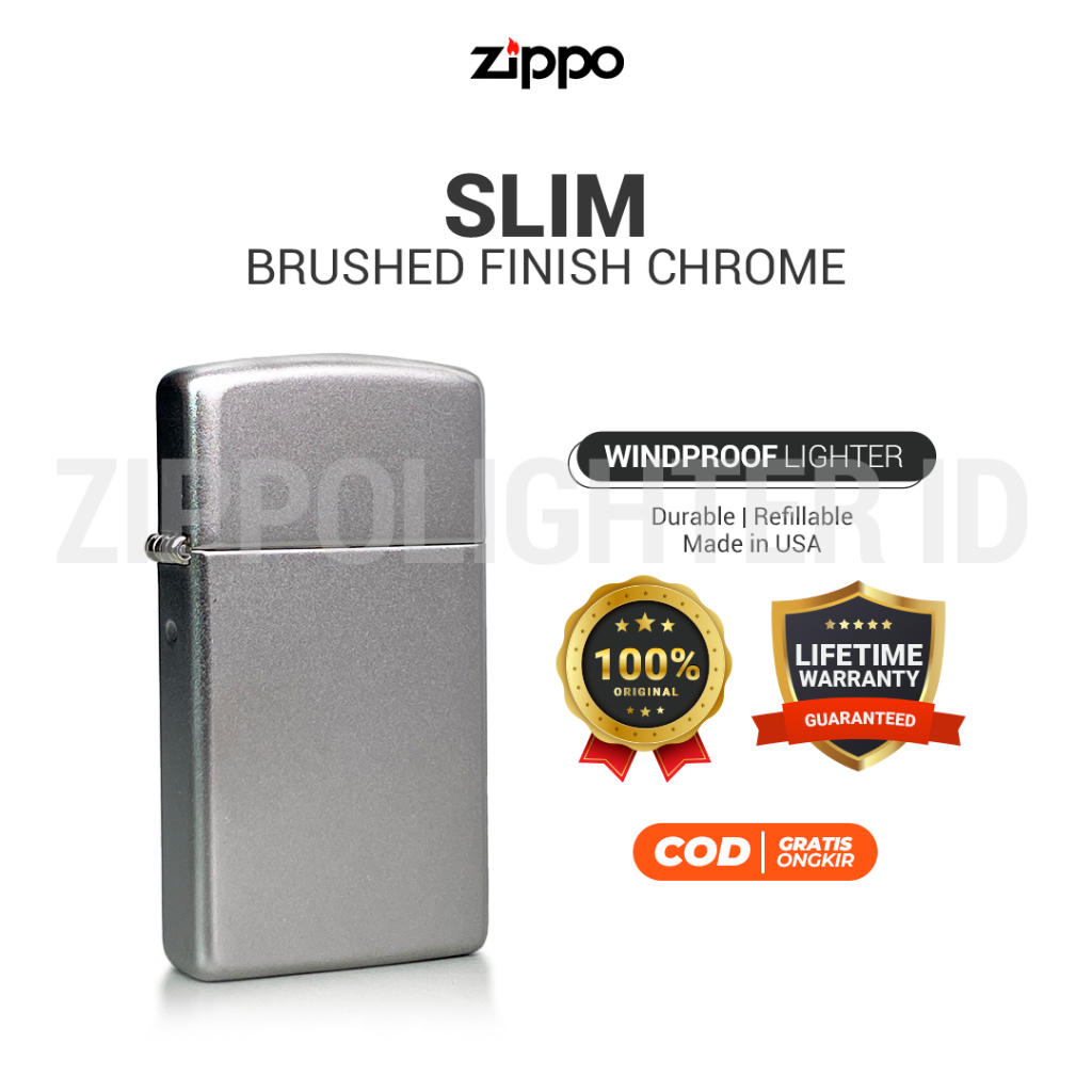 Korek Api Zippo Slim Brushed Chrome