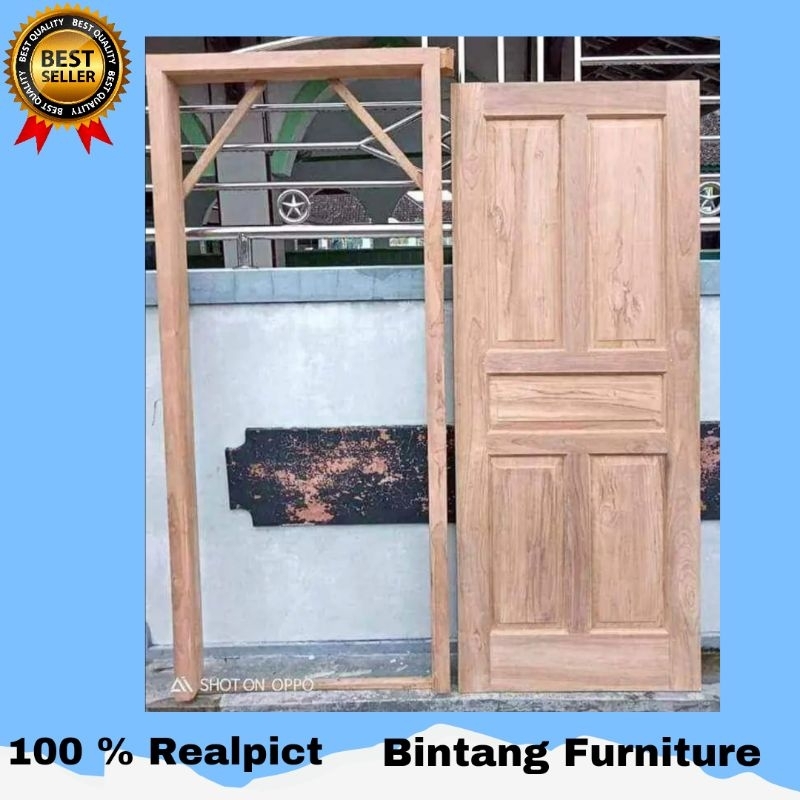 Kusen + Pintu Kayu Mahoni Pintu Utama Rumah Model Minimalis Murah
