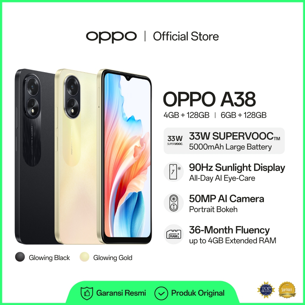 [NEW] OPPO A38 4/128GB &amp; 6/128GB [5000mAh SUPERVOOC 33W, 90Hz Sunlight DIsplay, 50MP AI Camera]