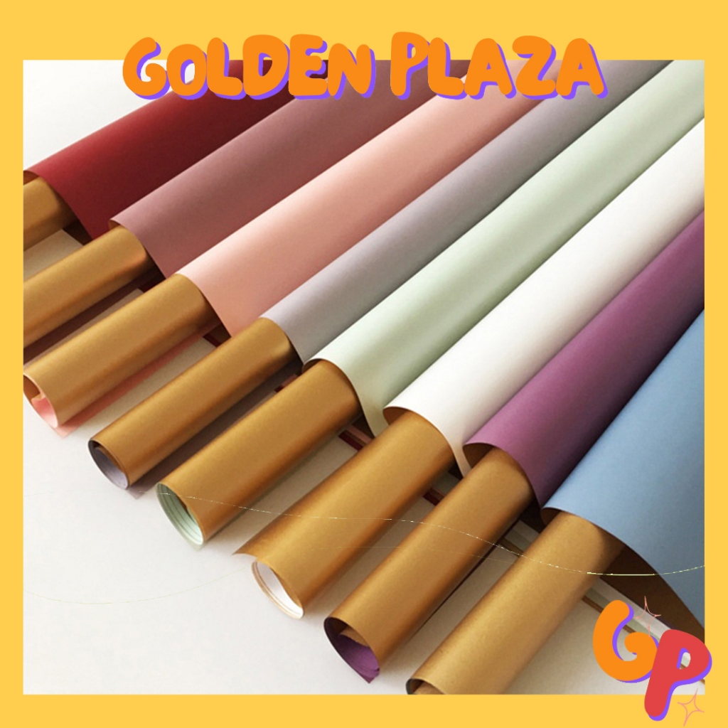 

(1 PACK ISI 20 LEMBAR) Flower Wrapping Cellophane Dua Warna BI Color Gold Kertas Bunga Buket KB02