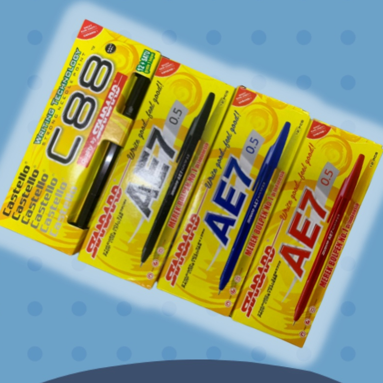 

Ballpoint Standar C88, AE7 Hitam / Merah / Biru 0.5 mm