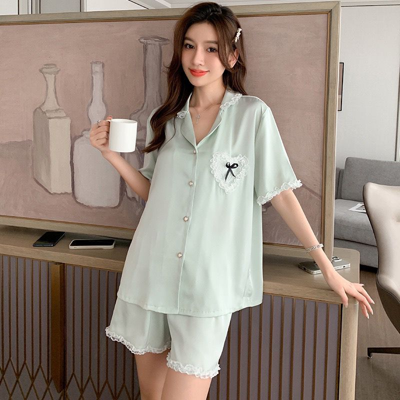 Baju Tidur Satin Wanita Model Terbaru Korea / Baju Tidur Piyama Lengan Pendek