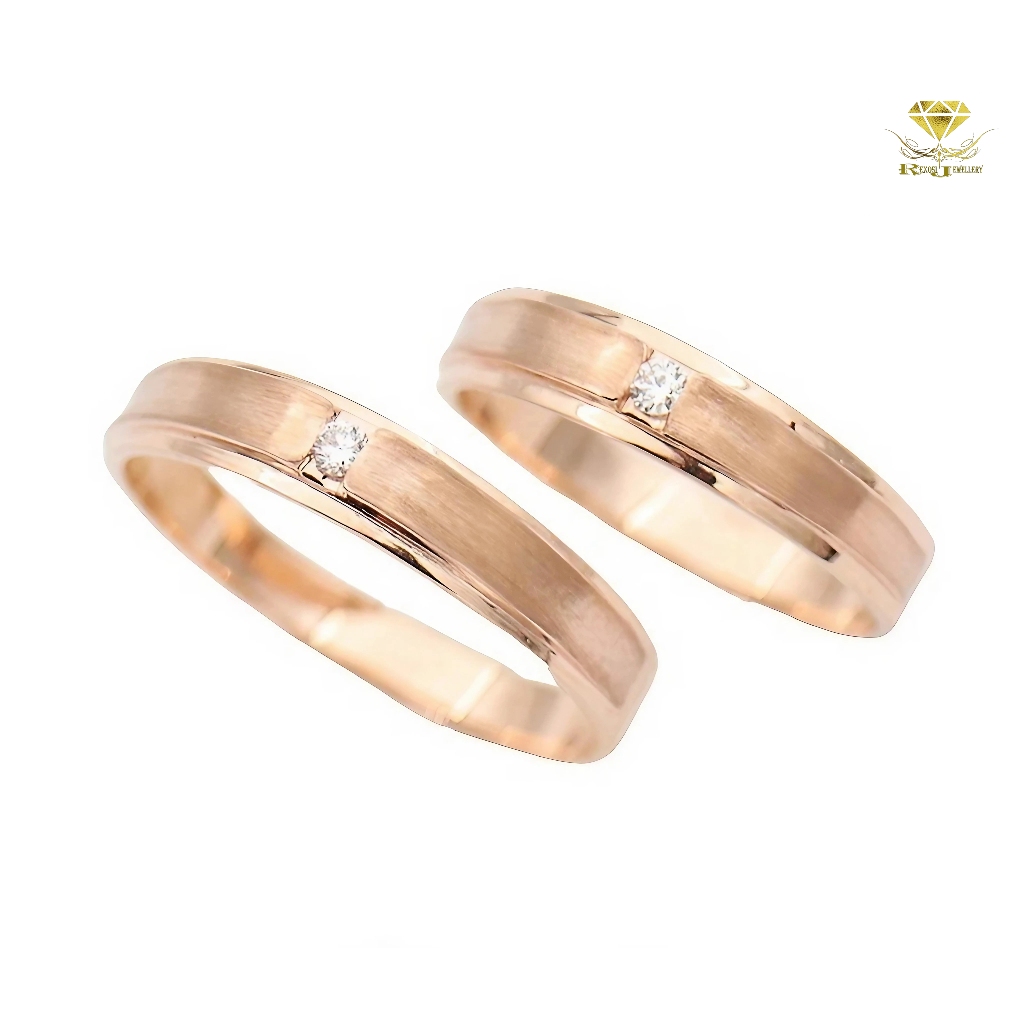 Cincin Couple Emas Berlian Eropa Asli ORI Kawin Nikah Tunangan Pernikahan Wedding Pria Wanita ND75
