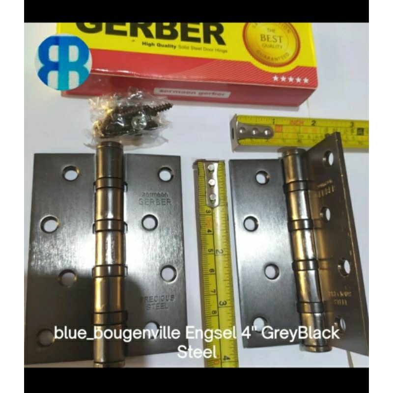 Engsel Pintu 4 inch Grey Black Steel Gerber Door Hinge