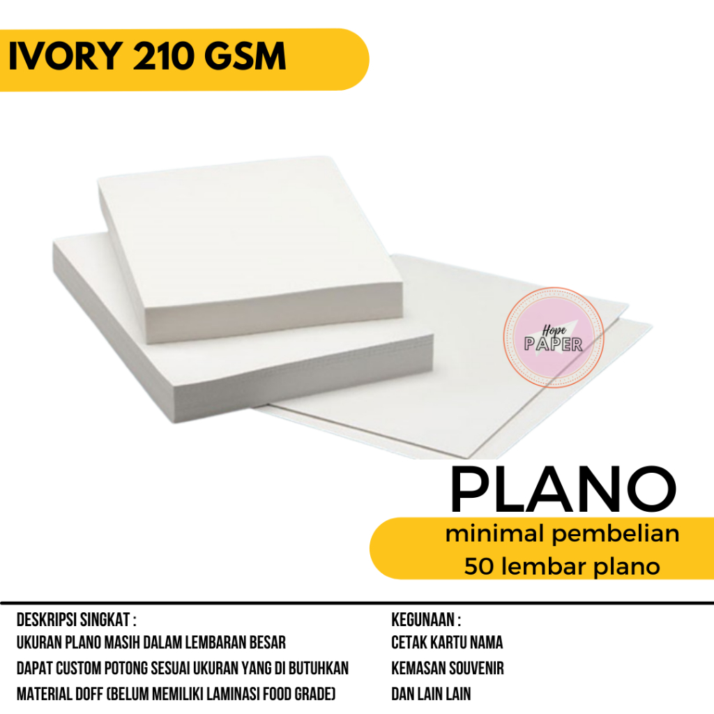 

kertas ivory 210 gsm PLANO isi 50 lembar kertas ivory PLANO kertas ivory 210 gram