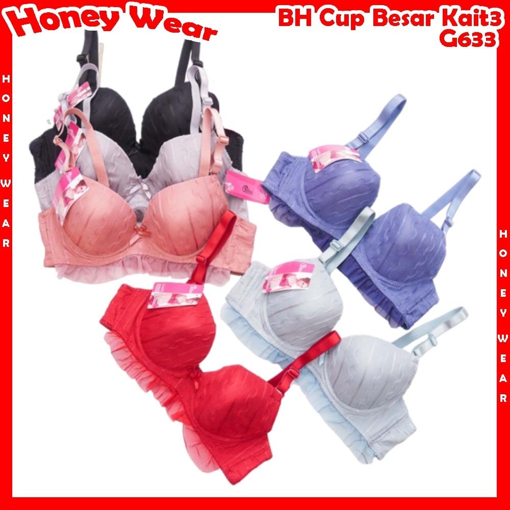 HW - PAKET HEMAT 3PCS BRA Push Up Wanita Pakaian Dalam Wanita Bh POLINI Berkawat K3 G633