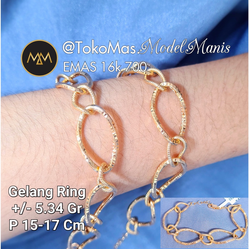 Gelang Hollow Twist Amero emas kuning 700/750 kadar 16k/17k