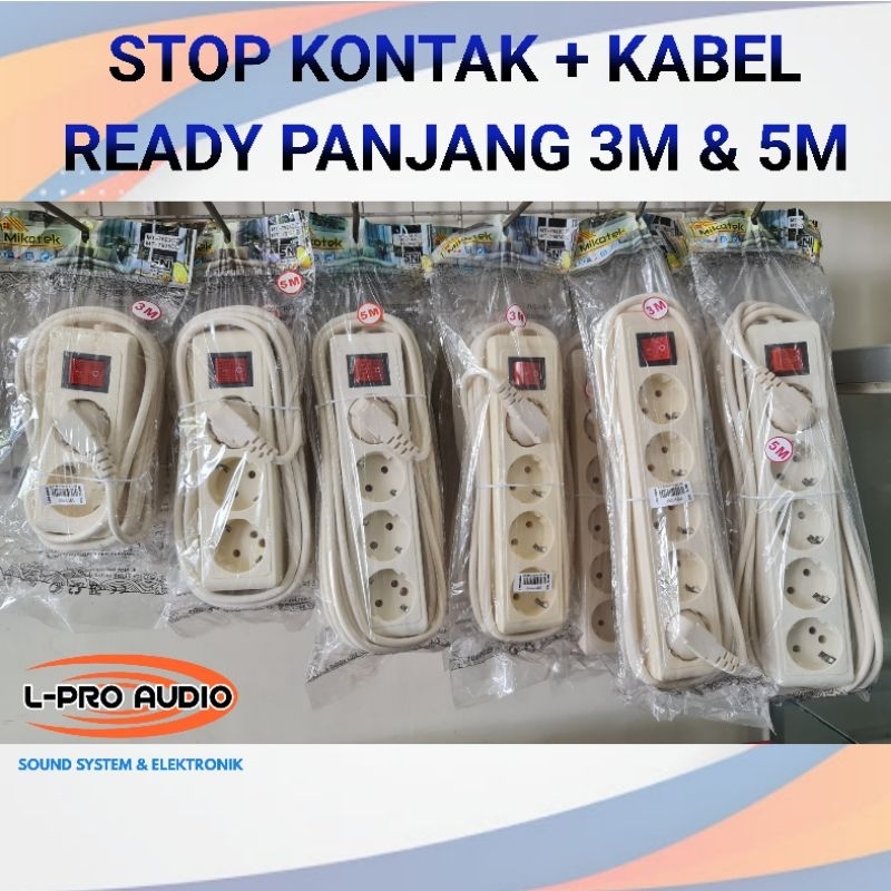 Rol kabel ready lubang 2, 3, 4, 5  panjang kabel 3 dan 5 meter