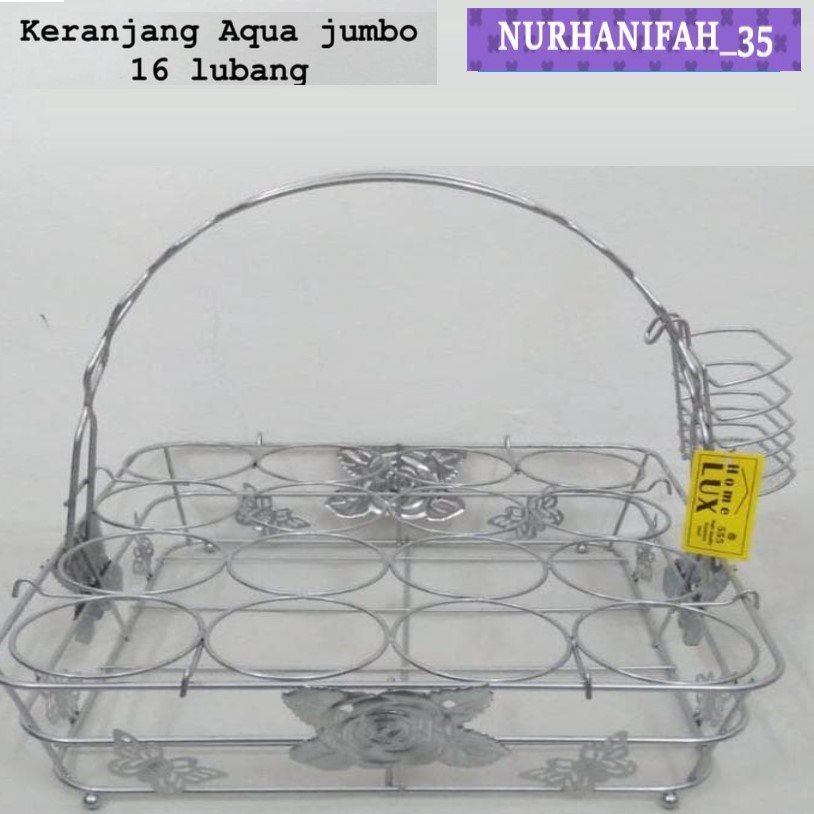 Keranjang Tempat Minum Aqua Gelas Isi 16 Stainless