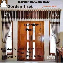 PAKET 2 GORDEN 1 PONI HORDENG JENDELA PREMIUM KORDEN PINTU MINIMALIS Gorden satu set lengkap dengan 