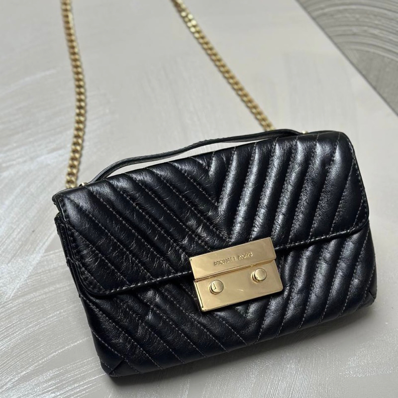 Original Michael Kors MK Sloan Small Leather Quilted Messenger Shoulder Bag