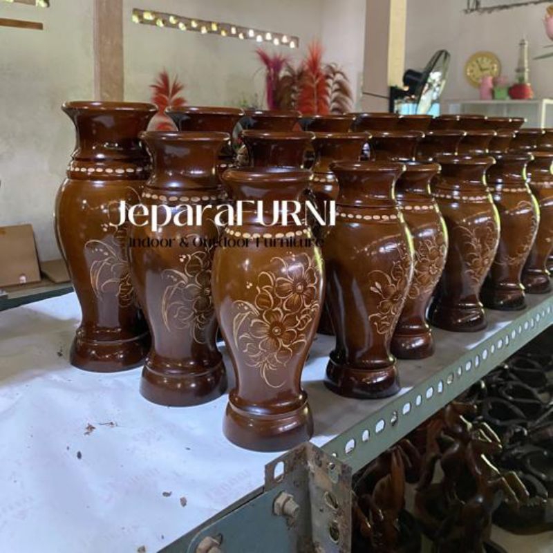 HIASAN GUCI KAYU JATI (1 SET ISI 3)