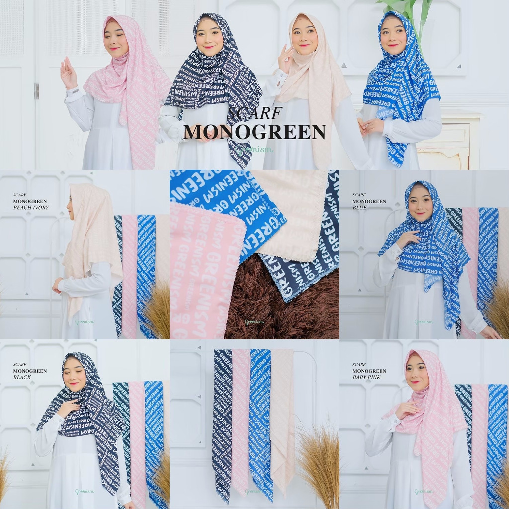 monogreen scarf greenism hijab segiempat