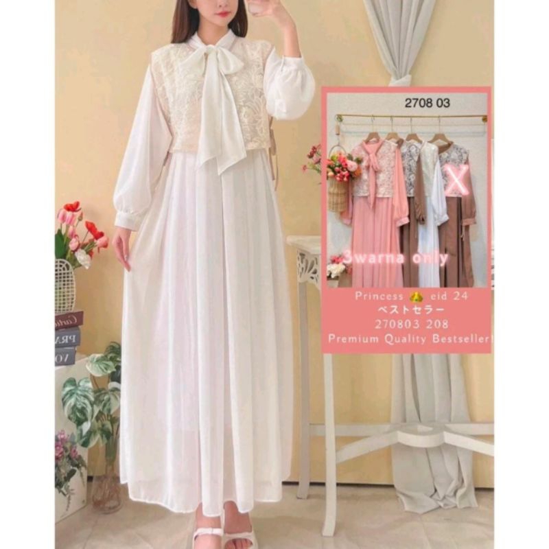 Gamis Dress Lebaran Princess Eid Vest Brukat Korean Style by Yuna