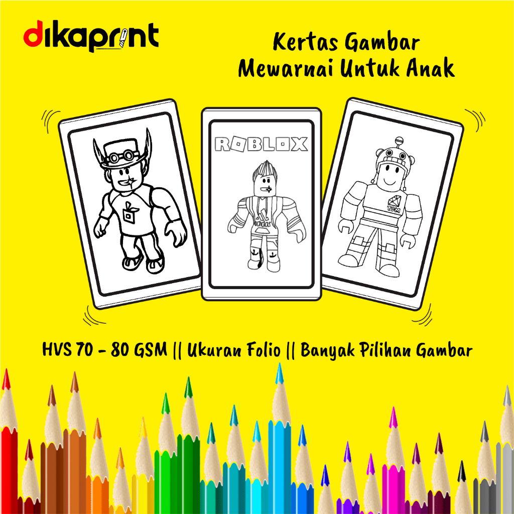 

Kertas gambar edukasi mewarna anak anak Tk SD Tema ROBLOX