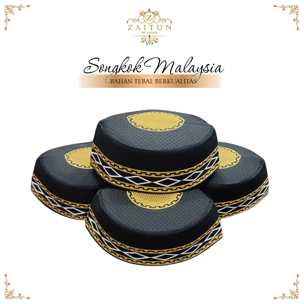 Songkok Malaysia Peci Bulat Pria Bahan Tebal Berkulitas Premium Original