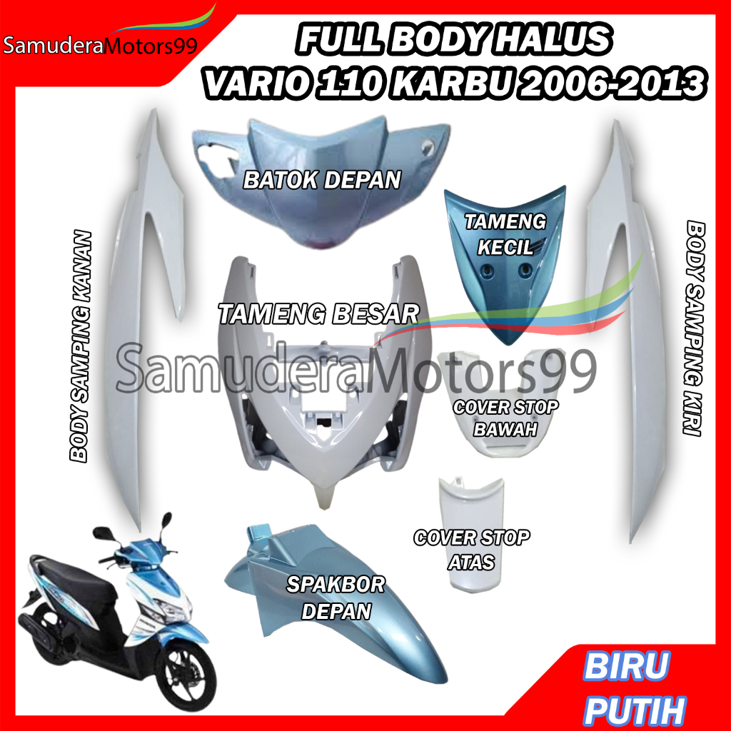 Full Sepaket Body Halus Vario 110 Karbu Lama OLD Putih Biru