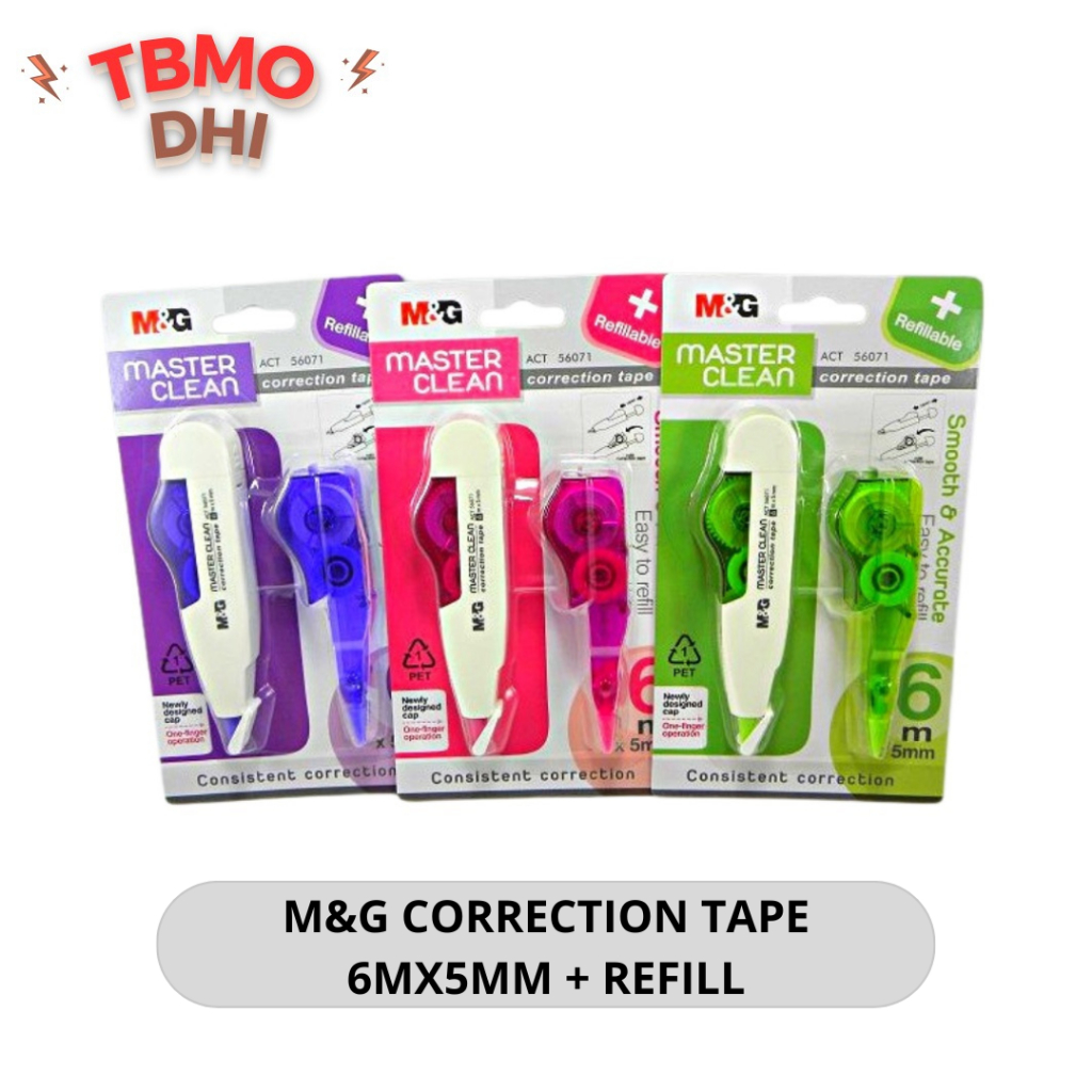 TBMO M&G Correction Tape 6m x 5mm + 1 Refill / Stipo Kertas Tip X