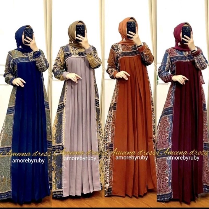 GAMIS AMEENA MOTIF AMORE BY RUBY TERBARU