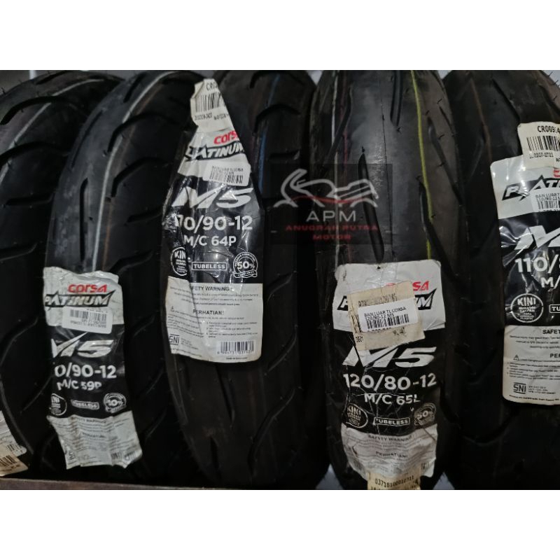 BAN LUAR CORSA PLATINUM M5 TUBELESS RING 12 100/90-12 110/80-12 110/90-12 120/80-12