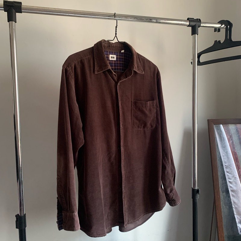 uniqlo corduroy shirt, kemeja corduroy uniqlo, flannel corduroy, second