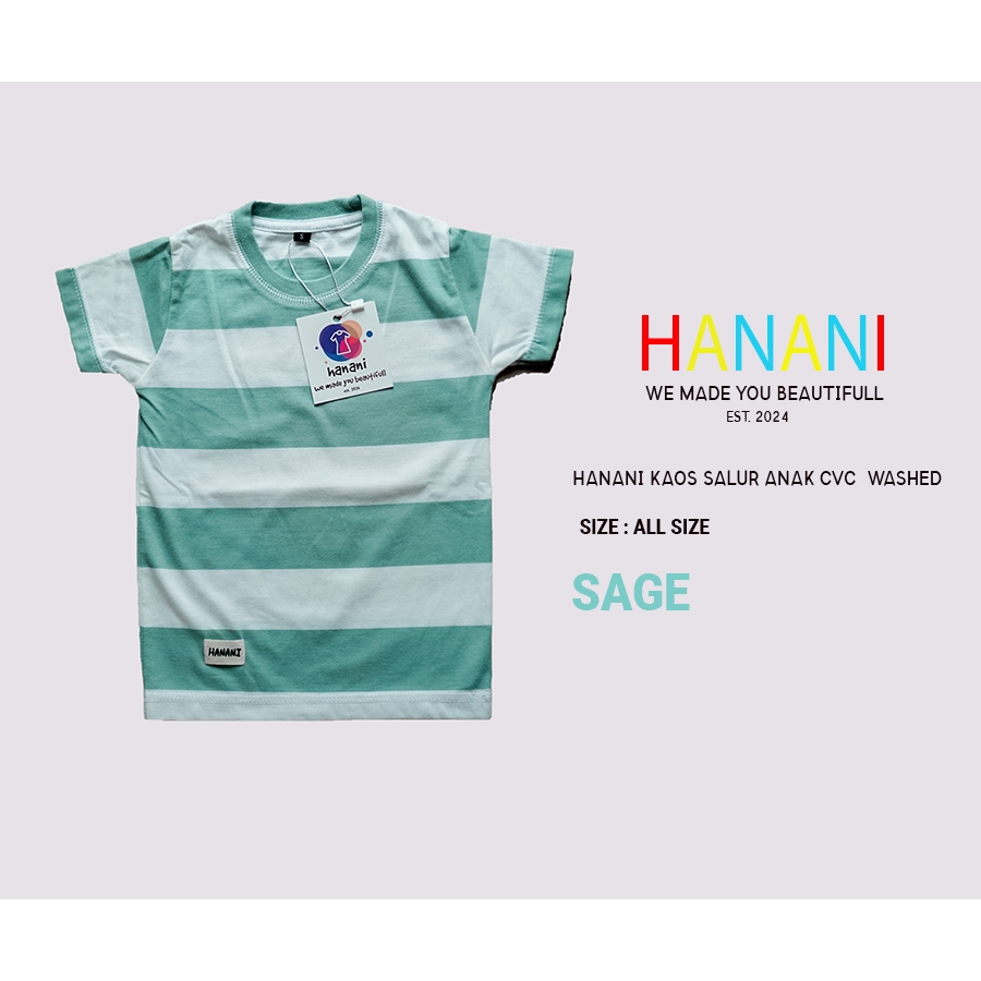 HANANI - Kaos Distro Bayi Stripes, Baju Bayi Stripes Hijau Sage