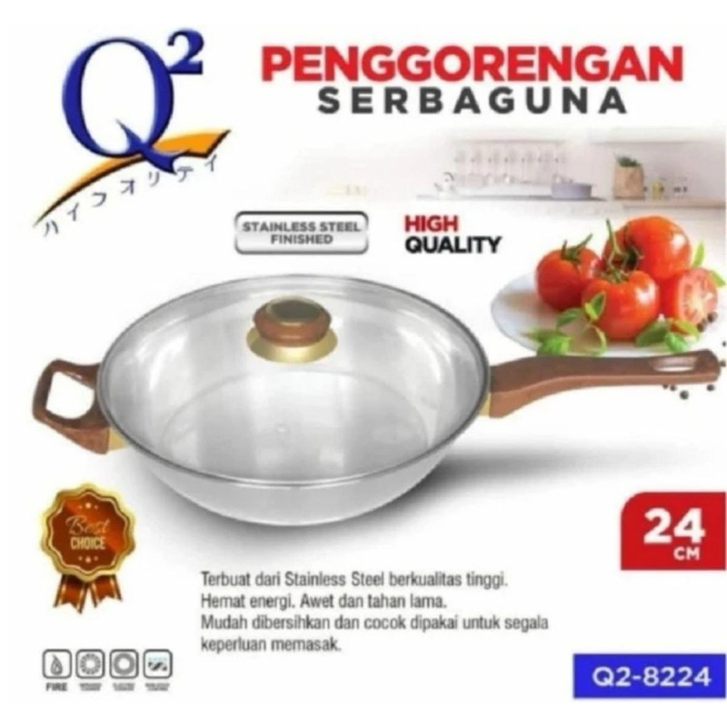 Panci Wajan Goreng Stainless Anti Lengket 24 CM GSF Q2-8224