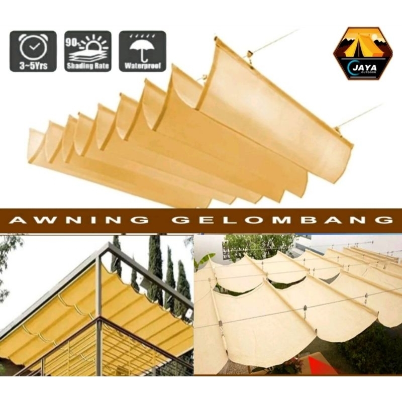 [NEW LAUNCH] Tenda Kanopi Awning Gelombang Custom, Harga Permeter Persegi, Bahan Cordura. Fullset