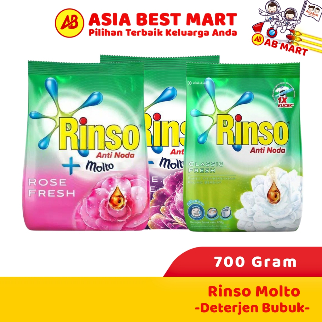 Rinso Molto Rose Fresh Pink Perfume Anti Noda 770ml Deterjen Bubuk Powder Sabun Cuci Pakaian - ASIA 