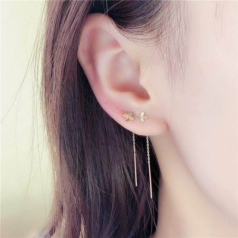 Anting cantik Fashion Model panjang Titanium Wanita gold