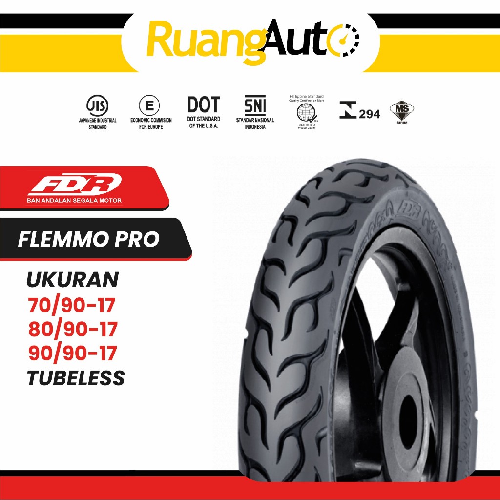 BAN MOTOR RING 17 FDR FLEMMO PRO TUBELESS UKURAN 70/90 | 80/90 | 90/90 | RING 17 | CBR | R15 | VIXIO