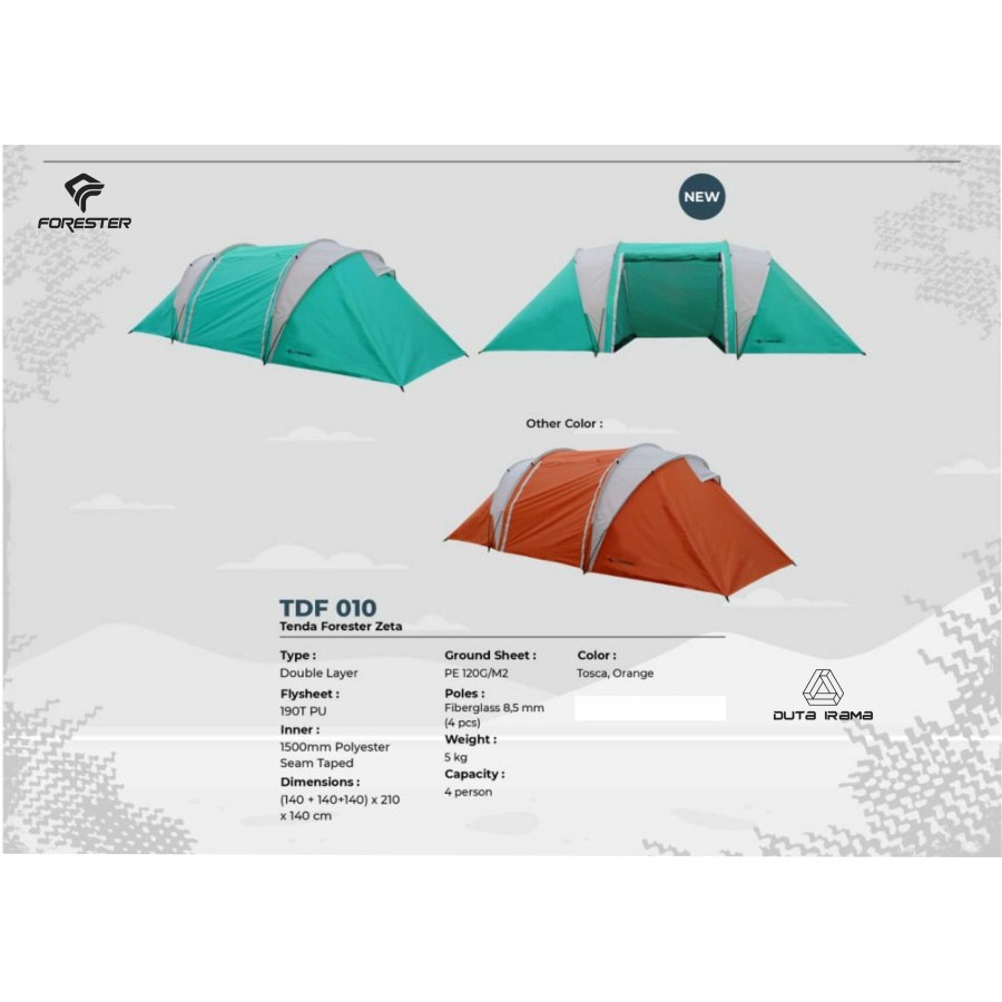 DUTAIRAMA - Tenda Forester Tdf010 - Tenda Zeta - Tenda Camping Dome 4 PERSON