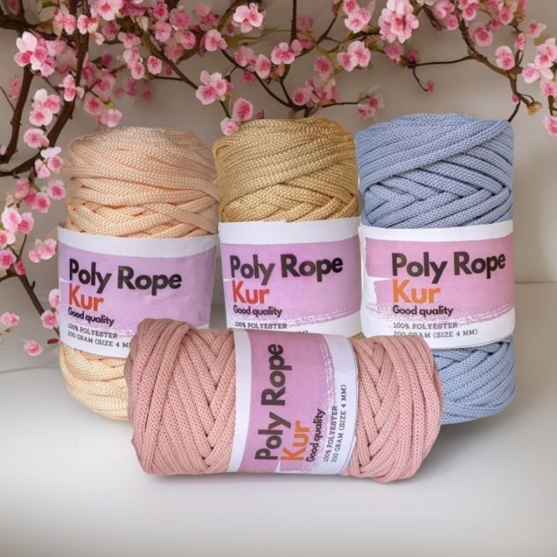 BENANG RAJUT POLYESTER POLY ROPE / TALI KUR 4MM 200GRAM