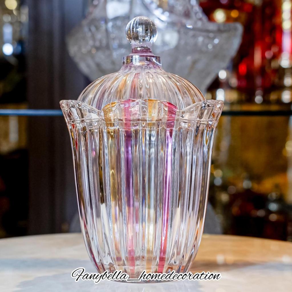 Pajangan Meja Mewah Kristal Toples Kristal SOGA Ungu Kuning Lebaran Berkilau Import Dekorasi RumahFA