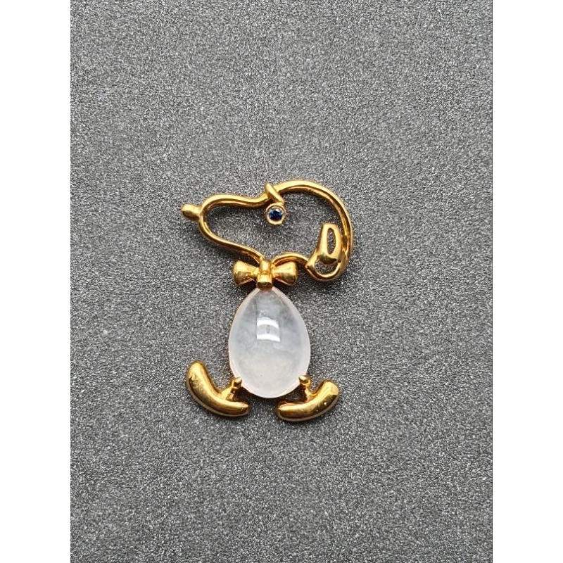 snoppy Liontin emas 18k Giok batu Alam Natural