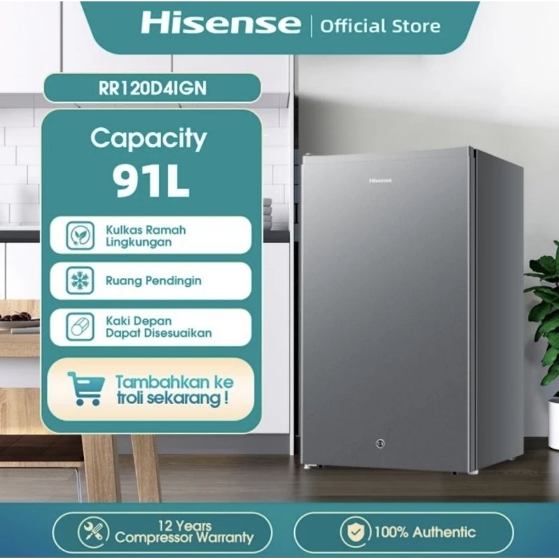 Hisense Kulkas 1 Pintu 91 Liter RR120D4IGN