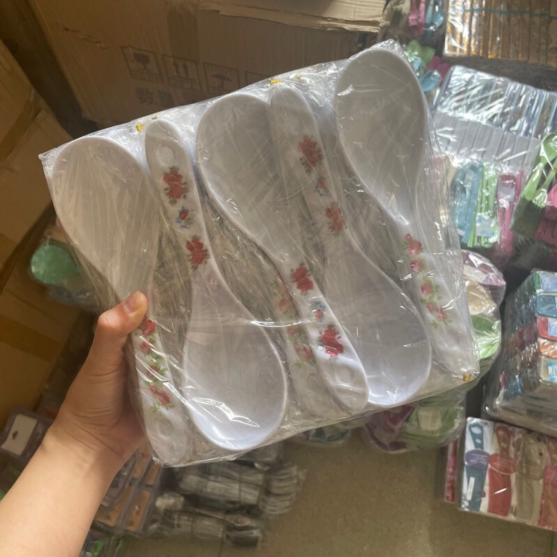 (isi 50 pcs) SOUVENIR CENTONG SENDOK NASI MELAMIN BULAT PUTIH