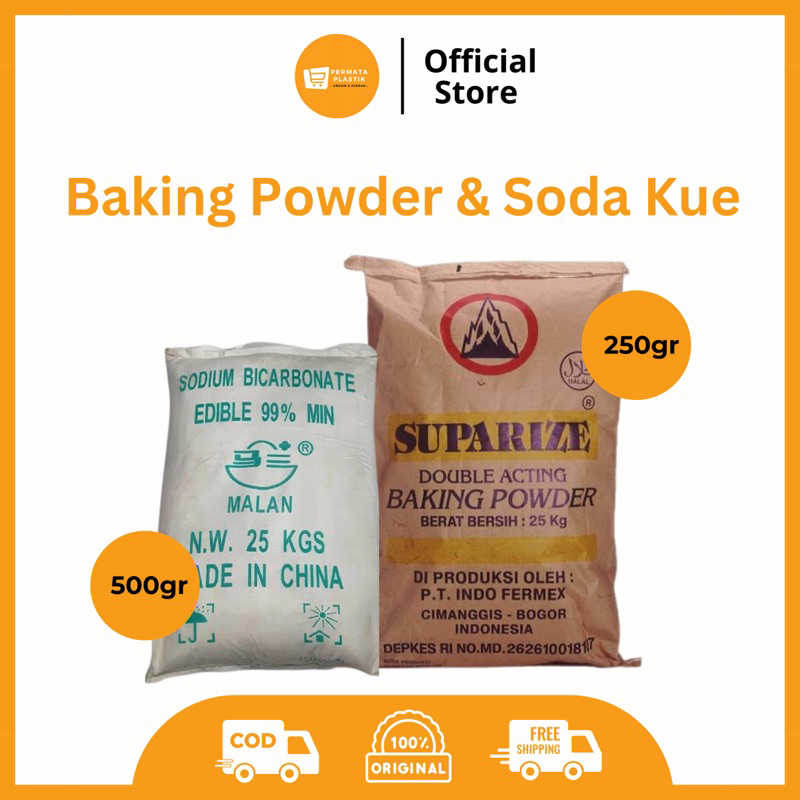 

Baking Soda Kue dan Baking Powder Doble Double Acting Food Grade 250 gr & 500 gr